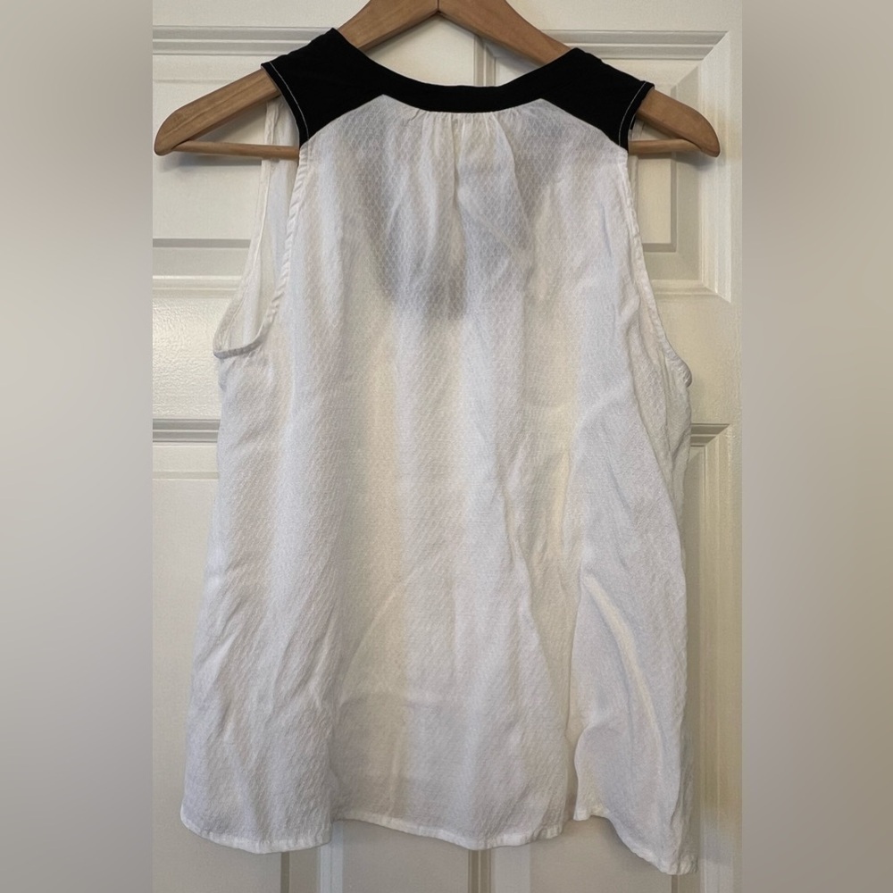 Anthropologie Maeve Women’s Enna Tank Top V-Neck Sleeveless White Black Size 8 - Picture 4 of 9